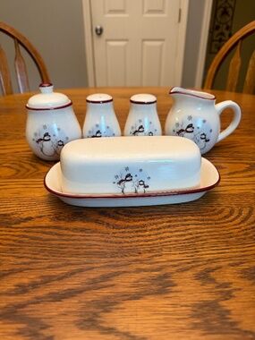 Vintage 1999 Royal Seasons Stoneware Snowmen Christmas Tableware Set EUC